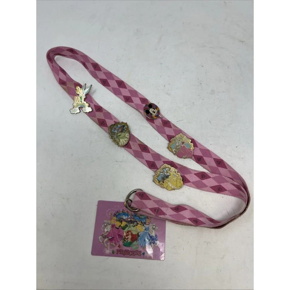 Disney Princess Lanyard And 5 Pins‎ Lot Mickey Tinkerbell Cinderella